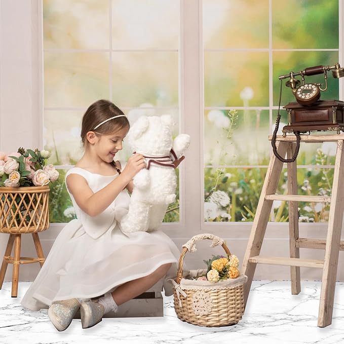 Kate Photography Floor Mat White Marble Backdrop Rubber Floor Mat Newborn Photography Props for Photo Studio 8x5ft