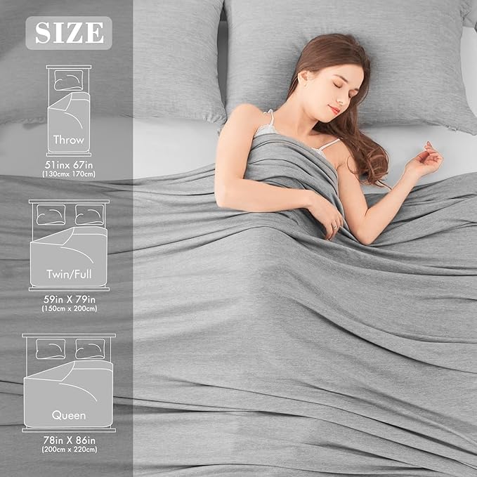 Cooling Blanket Keep Cool in Hot Summer, 51 X 67in Twin or Baby Size Blanket for Adults, Children, Babies Japanese Q-Max 0.5 Technology Arc-Chill Cooling Fiber, Breathable Comfortable All-Season-Gray