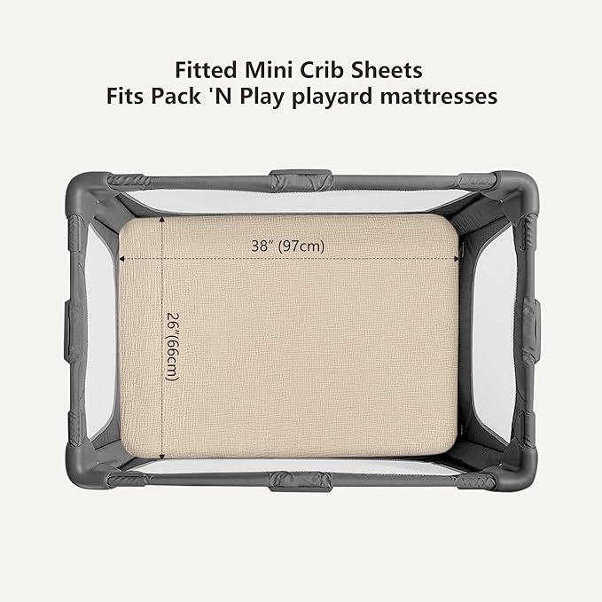 Bearmoss Muslin Mini Crib Sheets for Pack N Play Mattress - 100% Cotton - 38"x26" Soft Breathable Playard Baby Crib Sheets Neutral for Boys Girls - 2 Pack (Baby Face)