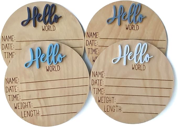 Hello World Newborn Sign, Baby Announcement Sign, Birth Announcement Sign, Hello World Nursery Sign, Baby Hospital Sign, Photo Prop for baby girl boy - (White)