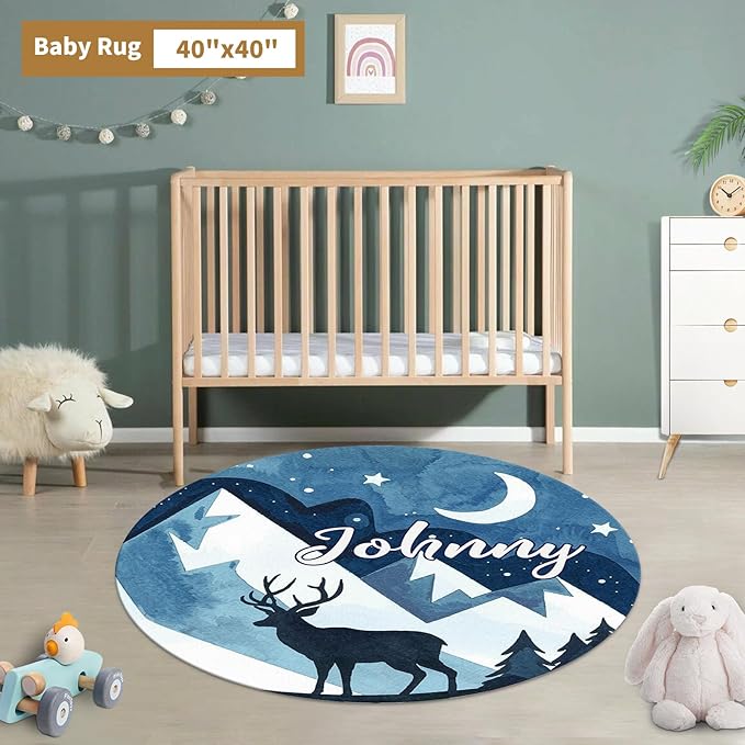 Custom Baby Crib Bedding Set, 3 Pcs Personalized Nursery Bedding Set with Name, Soft Baby Bedding Crib Sets with Blanket - Toddler Crib Sets for Girl Boy, Infant Newborn Gifts, Blue Moon & Bea