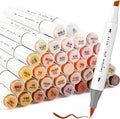SFAIH Skin Tone Alcohol Markers Brush & Chisel - 37 Portrait Color Permanent Markers for Adults/Teen/Artists/Creators, Blendable Art Markers for Coloring Sketch & Drawing & Illustration-Refillable Ink