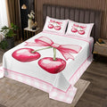 Cherry Bowknot Kids Bedspread Twin Size,Geometric Plaids Grids Patchwork Fashion Coverlet Set,Girls Women Room Decor,Bow Tie Princess Dreamy Quilted Coverlet,Pink Cute Bedding Quilt,1 Pillowcase