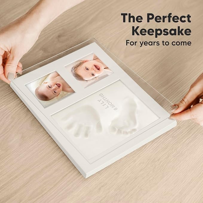 KeaBabies Baby Hand and Footprint Kit - Quick Dry Clay Baby Footprint Kit, Pets Paw, Newborn Keepsake Picture Frame for Boys, Girls, Personalized New Mom Gifts for Shower & Christmas (Vintage White)