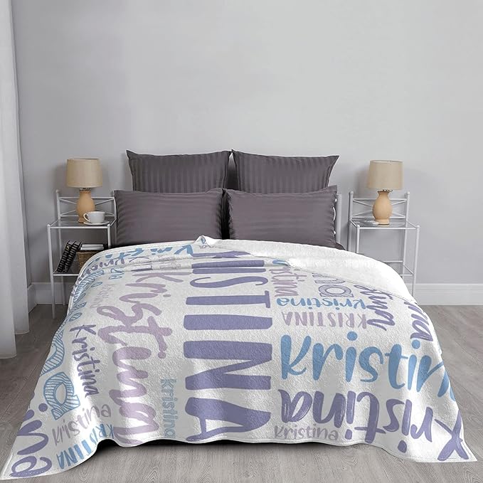 Dr.TOUGH Personalized Blankets with Name Customized Baby Blankets for Girls Boys Adults Monogrammed Blankets and Throws Christmas Birthday Mothers Fathers Valentines Day Gift (Light Purple, 40''×50'')