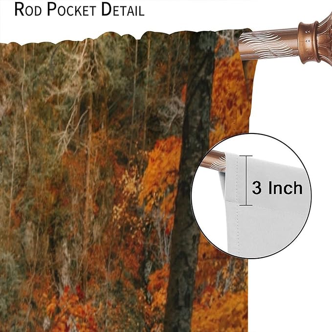 Autumn Waterfall Blackout Windows Curtains, Rustic Farmhouse Fall Forest Landscape Window Drapes, for Living Room Bedroom 42" W X 45" L