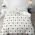 LUVIVIHOME 3PCS Gingerbread Man Duvet Cover Queen Bedding Sets, White Duvet Cover, Teens Boys Girls Kids Bedding, Green Plant Pine Picks Leaves Winter Holiday Christmas Comforter Cover, 2 Pillow Shams