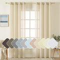 MIULEE 2 Panel 108 Inch Natural Light Beige Linen Semi Sheer Window Curtains Elegant Solid Drapes Grommet Top Window Voile Panels Linen Textured Panels for Sliding Door Living Room (52" W X 108" L)