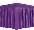 Biscaynebay Wrap Around Bed Skirts for King & Cal King Beds 15" Drop, Eggplant Adjustable Elastic Dust Ruffles Easy Fit Wrinkle & Fade Resistant Silky Luxurious Fabric Machine Washable