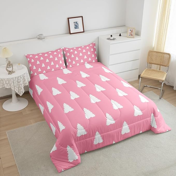 Feelyou Christmas Trees Bedding Set for Kids Boys Girls Toddler Size Holiday Decor Comforter Set Ultra Soft Winter Comforter Xmas Duvet Quilt Bedroom Decor Christmas Decorations Quilt