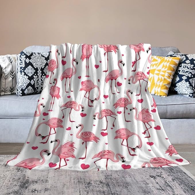 Flamingo Blanket for Girls, Women, and Kids - Soft Warm Cozy Fleece Throw for Couch, Sofa, Bed - Pink Gift for Flamingo Lovers - 60"x80"