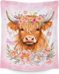 Highland Cow Gifts for Kids - 30" x 40" Inches Cute Highland Cow Throw Blanket for Girls Boys - Pink Warm Cozy Blankets for Sofa, Lap & Office