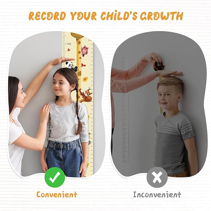 Customize Name Growth Chart Wall, Funny Giraffe Premium Canvas Removable Height Chart for Kids (Giraffes)