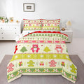 Erosebridal Merry Christmas Comforter Set Kids Queen Size Xmas Tree Decor Quilts Snowflake Bedding Set Cute Colourful Bear Duvet Insert with 2 Pillow Cases