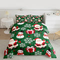 jejeloiu Merry Christmas Comforter Set King Size Xmas Santa Claus Bedding Set for Kids Boys Girls Cute Snowman Duvet Quilt Green Bedroom Decor