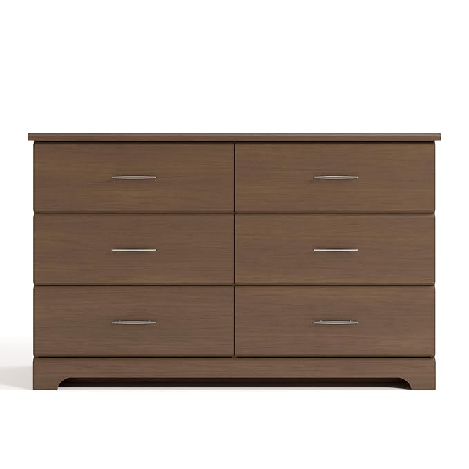 Stork Craft Brookside 6-Drawer Dresser (Hazelnut) – GREENGUARD Gold Certified, Wood Dresser for Bedroom, Kids & Nursery Storage Chest, Safety Interlocking Drawers, Pre-Installed Tracks, Kids Chest