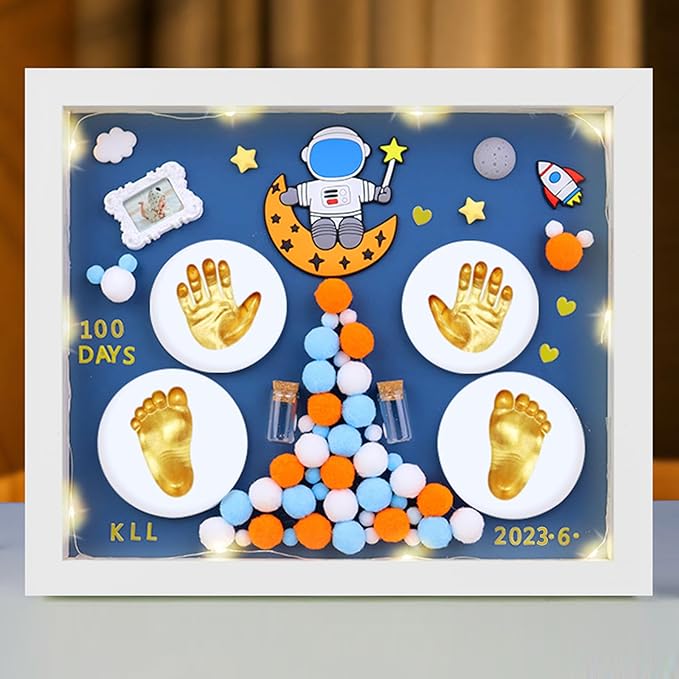 MCstars Baby Handprints & Footprints Clay Frame, Moms Memorial Print, Newborn Photo Frame