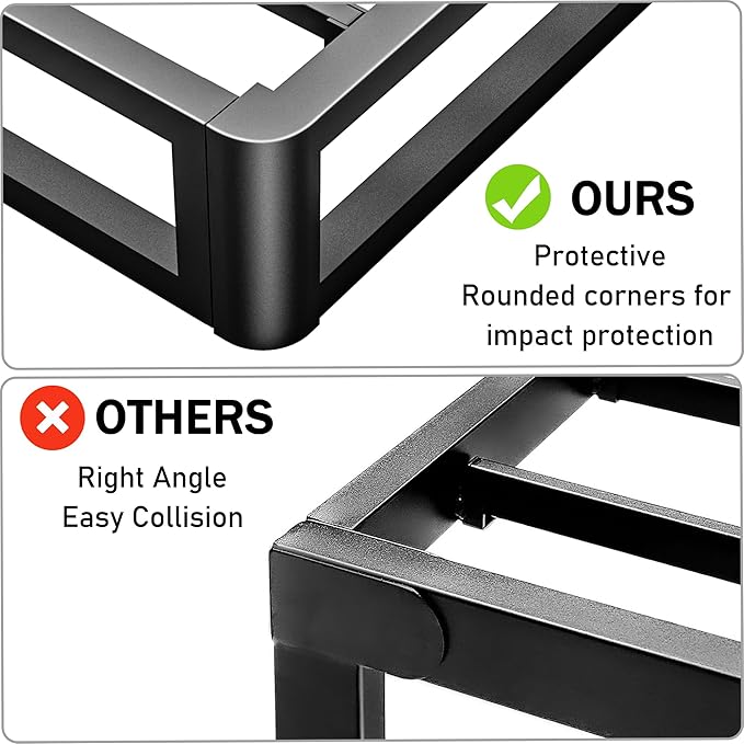 Metal Heavy Duty 18 inch Full Bed Frame with Rounded Corner and Headboard Hole Mattress Retainers 3500 LBS No Box Spring Needed Platform Noise Free Easy Assembly