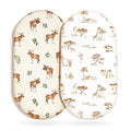 GRSSDER Ultra Soft Bassinet Sheets 2 Pack, Stretchy Breathable Knit Bassinet Mattress Sheets for Baby, Universal Fitted Baby Cradle Moses Basket Oval Rectangle Mattresses Safe and Snug, Animals Print