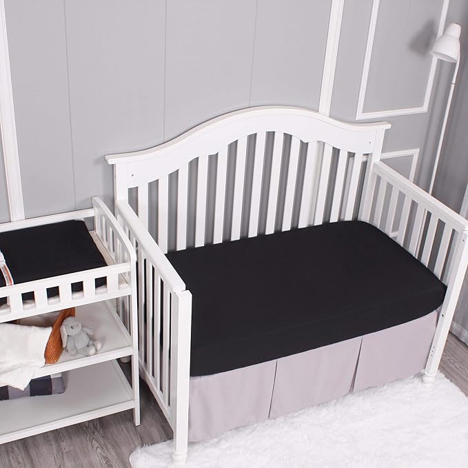Belsden 3 Pack Microfiber Durable Crib Sheets Fitted, Silky Soft Smooth Breathable Baby Sheets Set, 28''x52'' Fits Standard Crib and Toddler Mattresses, White & Grey & Black