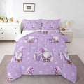 Feelyou Purple Christmas Kids Comforter Set King Size Scandinavian Christmas Santa Gnomes Bedding Set Xmas Snowflake Duvet Quilt for Kids Boys Girls Bedroom Decor Ultra Soft Breathable