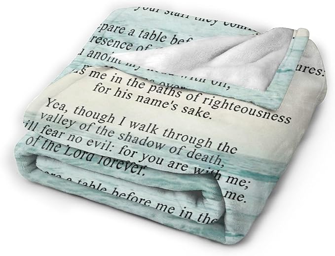 Christian Bible Psalm 23 Throw Blanket - Religious Verse Gifts and Decor for Girls, Women, Men, Kids, Adults - Soft Warm Cozy Fleece for Couch, Sofa, Bed 80"x60"