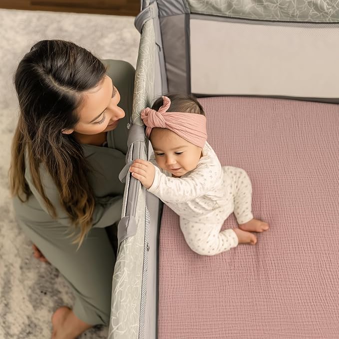 lulumoon Fitted Pack and Play Sheets: Soft Muslin Cotton for Graco Playard Mattress - Neutral Colors for Boys and Girls