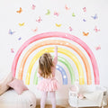H34.6 Large Rainbow Wall Decals, Watercolor Wall Stickers Peel and Stick Mural for Girls Boys Nursery Kids Room Home Decor