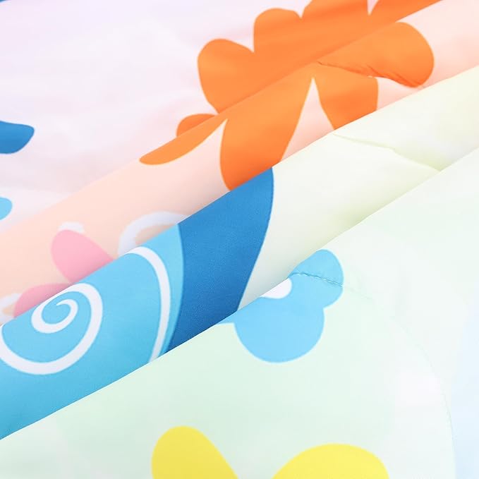 Rainbow Comforter Set Queen Size Cartoon Frogs Bedding Sets for Girls Kids Women Boys Flowers Butterfly Bees Snails Insects Cute Kawaii Quilt 1 Comforter + 2 Pillow Cases