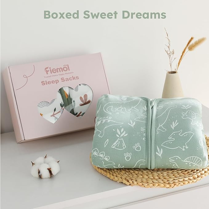Baby Sleep Sack 6-12 Months, 2.5 TOG Cotton Winter Baby Wearable Blanket with 2-Way Zipper, Warm Soft Sleeping Bag for Newborn Infant Boy Girl, Medium Dinosaur