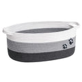 Dog Toy Basket Gift Basket Empty, Woven Storage Baskets for Towels, Cute Dog Storage Bins with Handles, Small Cotton Rope Baskets for Shelf, 13.6"x 10" x 6", Mixed-Gray
