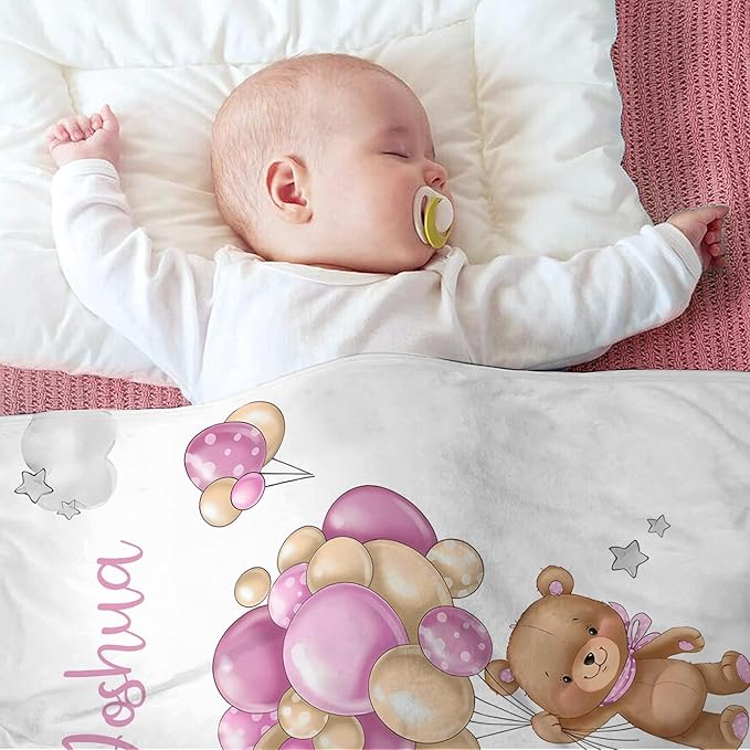 Personalized Baby Blanket with Name - Customized Soft Flannel Blanket for Boys & Girls (50x60 Inches) - Ideal Gift for Baby Shower, Birthday, Christmas, Newborn