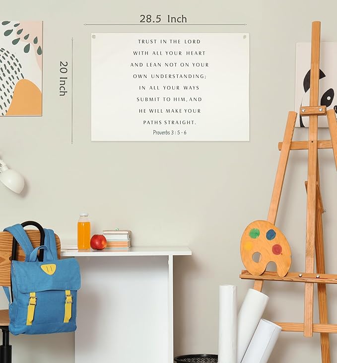 Trust in the Lord Christian Bible Verse Scripture Rectangular Canvas Banner-Flag Poster Wall Sign Decor for Toddler Boy Girl Kids,Nursery Baby Room Bedroom Decor-Baby Shower Birthday Christmas Gift