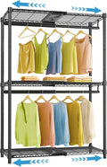 VIPEK X1 Expandable Clothes Rack Heavy Duty Adjustable from 2' to 3'5" with Adjustable Shelves and Hanger Rods, Reach-in & Walk-in Closets Metal Garment Racks Portable Closet, Black