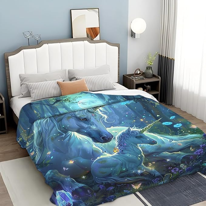 Tijuboni Unicorn Throw Blanket Unicorn Gifts for Girls Women Boys Men Kids Adults Soft Flannel Fleece Blanket for Couch Sofa Bed Home Decor 60"x80"