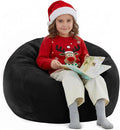 Nobildonna 3 ft Bean Bag Chair Cover (No Filler) 35"×43" Large Stuffed Animal Storage Bean Bag Washable Big Beanbag Chair Cover Premium Corduroy Stuffable Bean Bag Cover for Adults,Kids,Black 300L