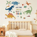 Boho Dinosaur Wall Decals with Palm Trees - Peel and Stick Dinosaur Wall Decor for Boys Room, Kids Bedroom, Playroom