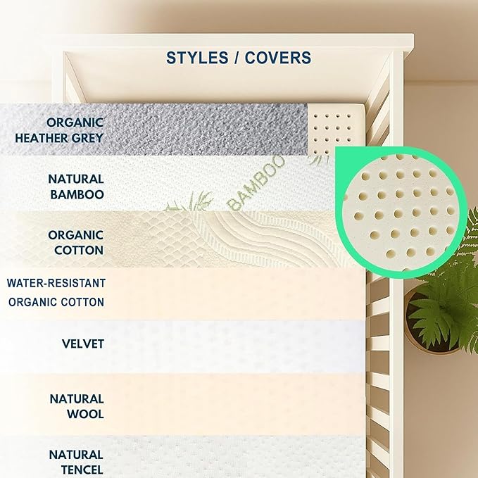 ORGANIC TEXTILES Organic Baby Mattress Topper with Heather Grey Removable Cover - GOLS/GOTS Certified - Breathable - 2" Mini-Crib (38"x24")