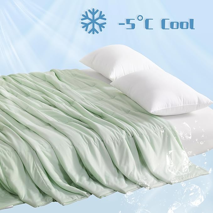 NTBAY Cooling Blanket King, 104x90 Inches - Lightweight Summer Bed Blanket for Hot Sleepers, Japanese Double-Sided Q-Max 0.45 Cooling Fabric, Mint Green