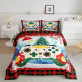 Gamer Gaming Comforter Set Twin Size,Christmas Tree Snowflake Bedding Set for Kids Boys Girls Room Decor,Video Games Christmas Theme Quilt Set 2Pcs,Red Green Plaid Xmas Duvet Insert,1 Pillowcase