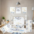 Custom Baby Crib Bedding Set, 5 Pcs Personalized Name Baby Crib Sets for Infant Toddler, Blue Elephant Nursery Bedding Set for Boy Girl, Double Layer Flannel Baby Bedding Sets Customized Gifts