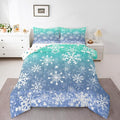 Feelyou Winter Snowflake Kids Comforter Set Toddler Size Christmas Bedding Set Winter Holiday Duvet Quilt for Kids Boys Girls Bedroom New Year Decor Microfiber Ultra Soft Breathable