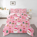 Feelyou Santa Claus Kids Comforter Set Full Size Christmas Decor Bedding Set New Year Gift Duvet Quilt for Kids Boys Girls Bedroom Merry Christmas Decor Microfiber Ultra Soft Breathable