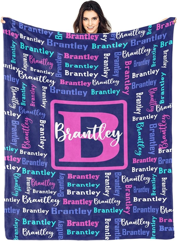 Dr.TOUGH Name Blanket Personalized Blanket for Adult Kids Flannel Customized Personalized Blankets and Throws