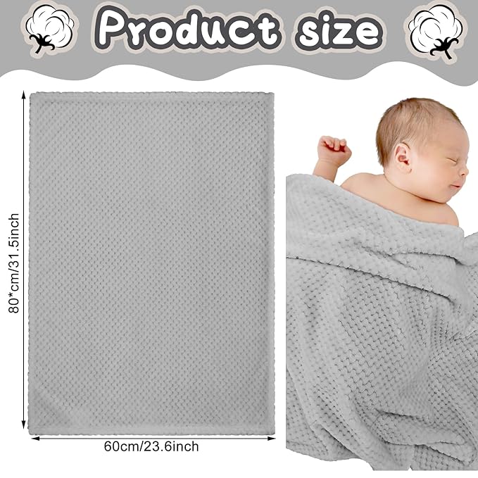 Frienda 4 Pcs Baby Fuzzy Blanket Fluffy Baby Blanket for Boys Girls Soft Warm Infant Newborn Toddler Receiving Nursery Bed Supplies, 32 x 24 Inch(Grey Color)