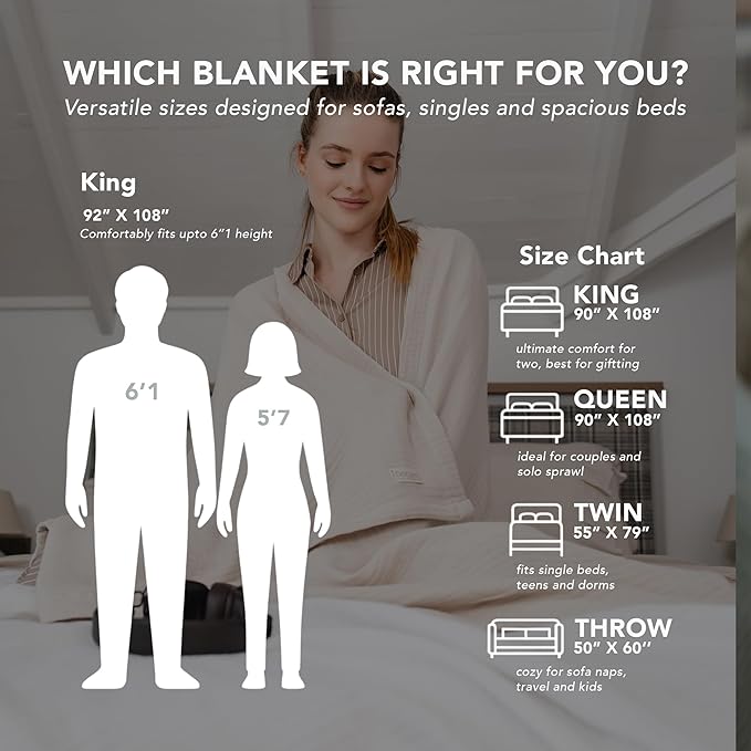 Goqan Muslin Blanket Twin 55x79 – 100% Cotton 4 Layer Boho Muslin Blanket for Adults, Lightweight, Soft, Breathable, for Bed, Couch - Beige