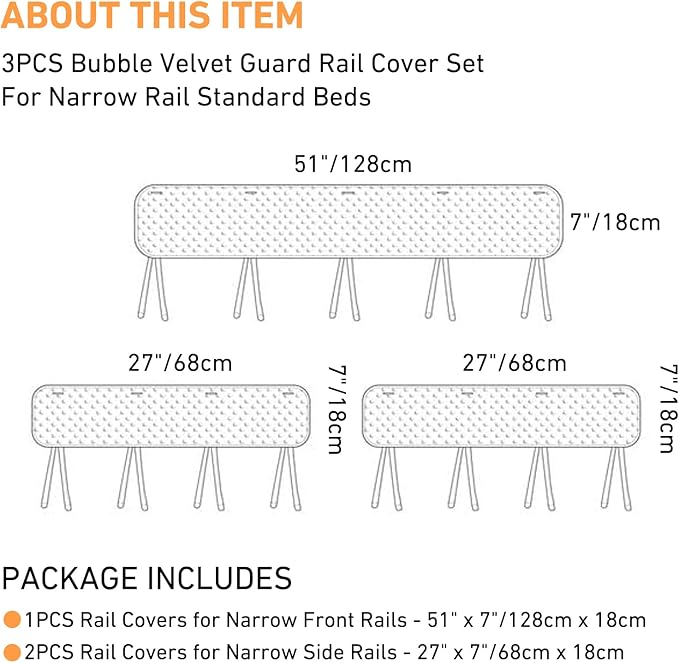 IULONEE 3pcs Baby Rail Cover Soft Side and Front Protector Wrap Bed Guardrail Protection for Teething 128x18cm/68x18cm Guard Rail Covers (Pink)