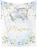 Elephant Baby BlanketPersonalized BlanketWith NameforBoyCustom Name BlanketforNewborn BoySoft Flannel Toddler Blanket Customized GiftforBirthday Christmas Baby Shower 60inX80in 4-elephant Blue