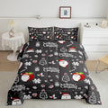 Feelyou Christmas Comforter 3 Pieces Santa Claus Comforter Set White Snowflake Christmas Printed Xmas Festival Bedding Set with 2 Pillowcases (Queen, Grey Black) Boys