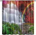 Waterfall Blackout Curtains, Nature Landscape Forest Mountain Waterfall Scenery Scene Print Pattern Window Drapes, for Bedroom Living Room 63" W X 72" L